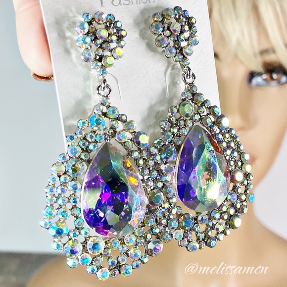 Prom Pageant Bridal Jewelry - AB Crystal Sparkly Drop Chandelier Formal Earrings Pageant Bridal Occasi…